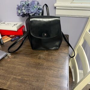 Elegant Black Leather Backpack